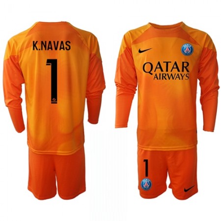 Fotbalový Komplet Paris Saint-Germain Keylor Navas 1 Brankářské Dětské Venkovní 2022-23 Dlouhý Rukáv (+ trenýrky)